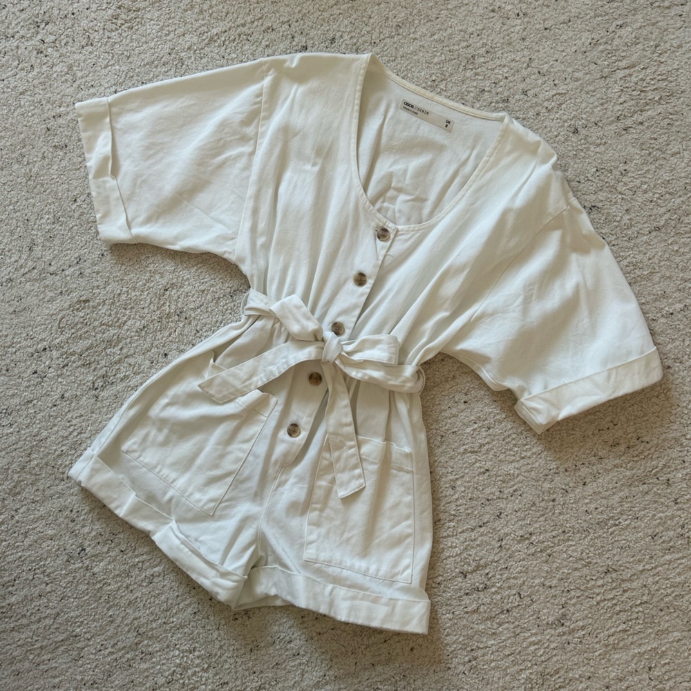 ASOS DESIGN White Denim Romper